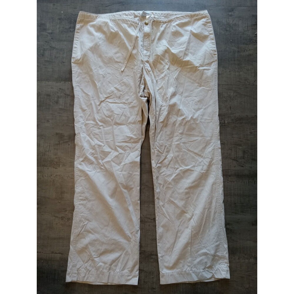 IZOD Woman 20W Khaki Beige Drawstring Straight Leg Pants EUC Preppy Gorpcore